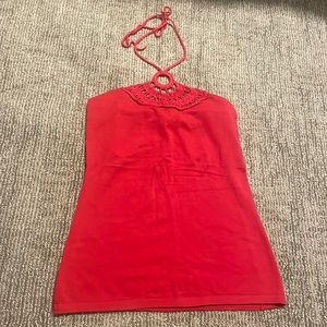 Vintage banana republic women’s red halter top with built in shelf bra